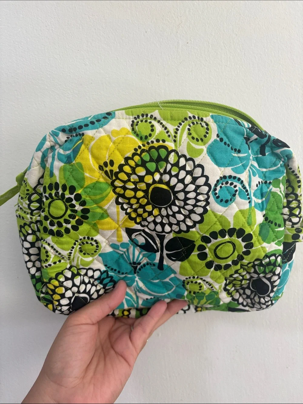 Vera Bradley Green Teal Floral Quilted Wristlet Set with Coin Pouch